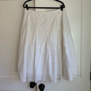 Midi eyelet ivory full skirt